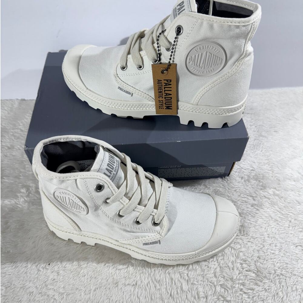 Palladium Pampa Hi white S6.5 Lace-up Canvas Hi-top Boot Womens New in Box